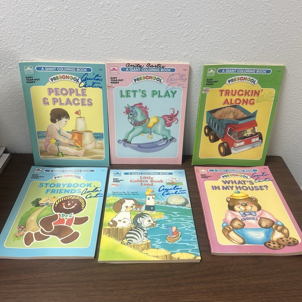 Lot Of 6 Vintage 1988 A Golden Book - A Giant Coloring Book Preschool  Unused‎